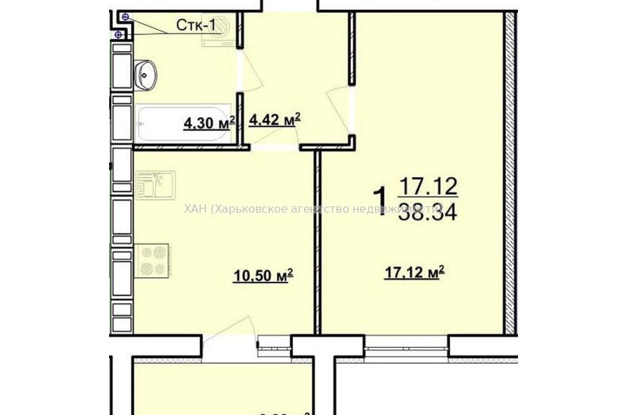 Продам квартиру, Мира ул. , 1  ком., 39 м², без внутренних работ 