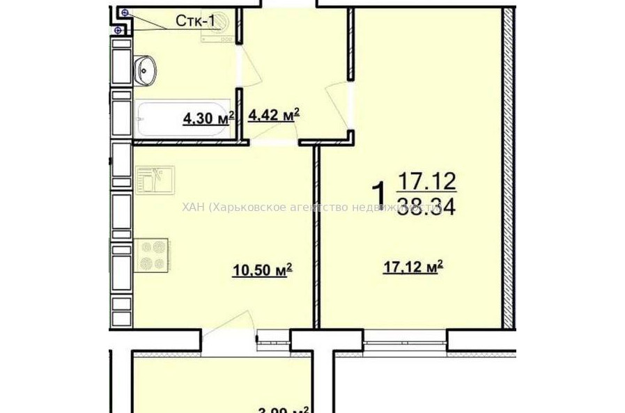 Продам квартиру, Мира ул. , 1  ком., 39 м², без внутренних работ 