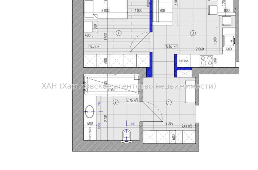 Продам квартиру, Динамовская ул. , 1 кім., 54 м², без внутренних работ 