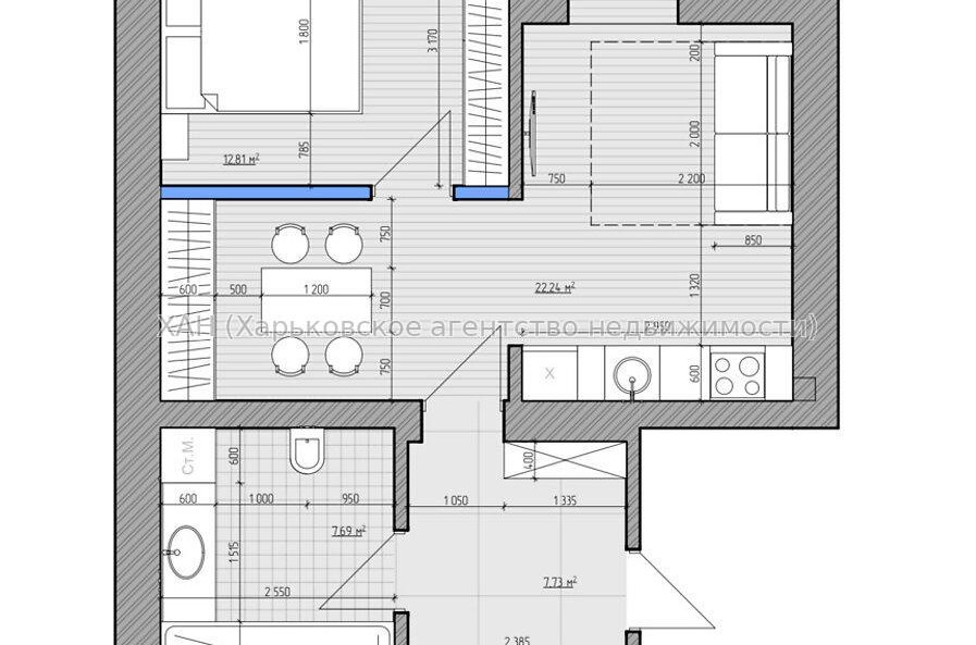 Продам квартиру, Динамовская ул. , 1 кім., 54 м², без внутренних работ 