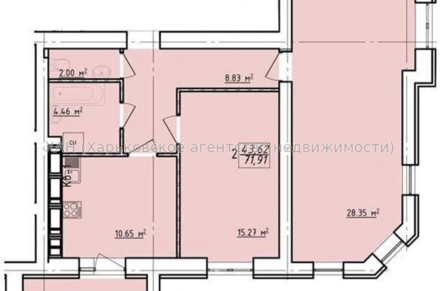 Продам квартиру, Елизаветинская ул. , 2  ком., 71 м², без внутренних работ 