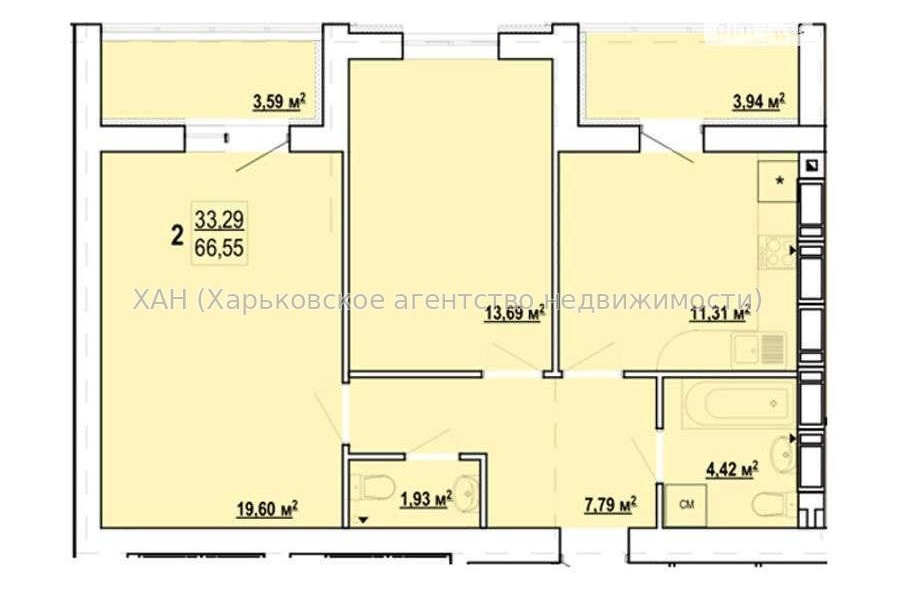 Продам квартиру, Борткевича ул. , 2  ком., 66 м², без ремонта 