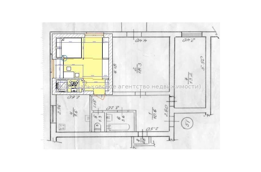 Продам квартиру, Навчальная ул. , 3  ком., 26 м², косметический ремонт 