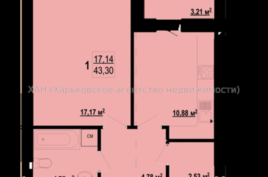 Продам квартиру, Шевченко ул. , 1  ком., 43.10 м², без внутренних работ 