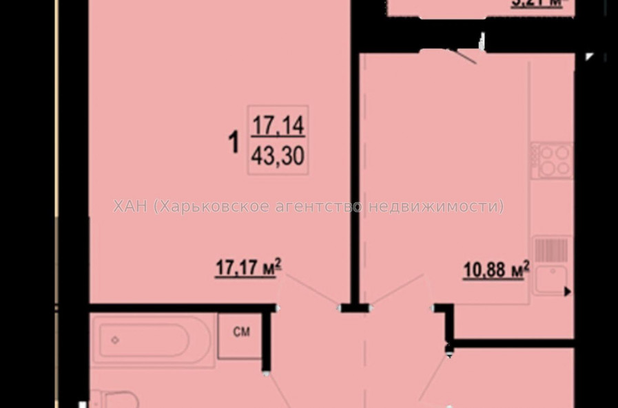 Продам квартиру, Шевченко ул. , 1 кім., 43.10 м², без внутренних работ 