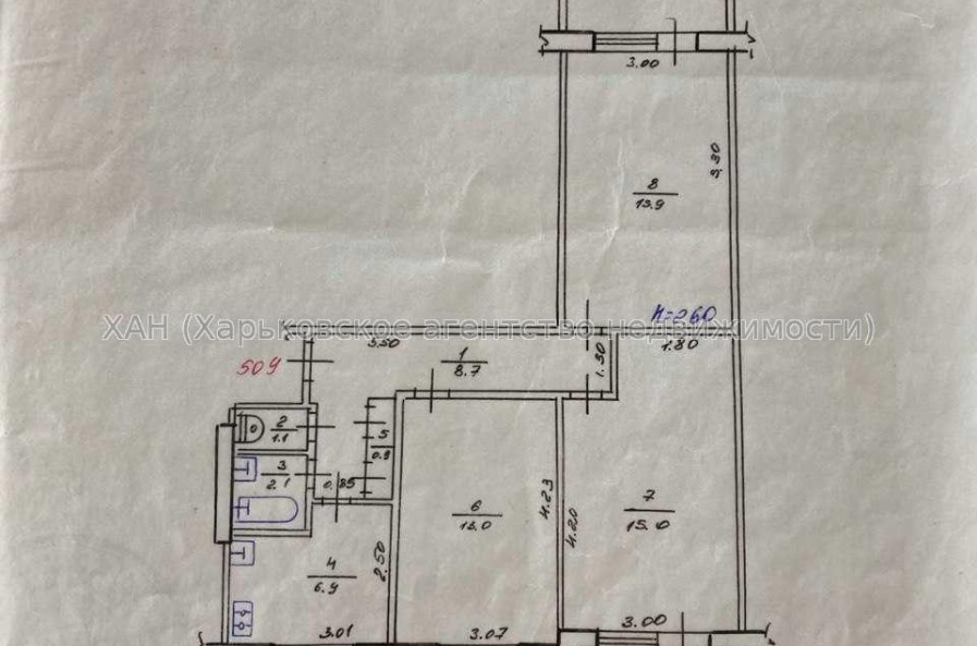 Продам квартиру, Чередниченковский пер. , 3 кім., 65 м², косметический ремонт 