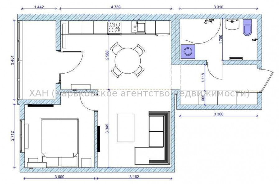 Продам квартиру, 2 кім., 48 м², евроремонт 