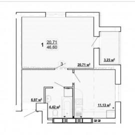 Продам квартиру, Шевченко ул. , 1  ком., 47.20 м², без внутренних работ