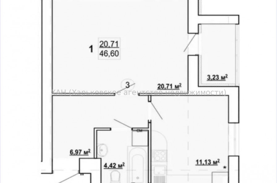 Продам квартиру, Шевченко ул. , 1  ком., 47.20 м², без внутренних работ 