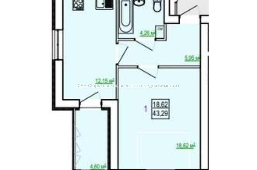 Продам квартиру, Полтавский Шлях ул. , 184 , 1  ком., 44 м², без внутренних работ 