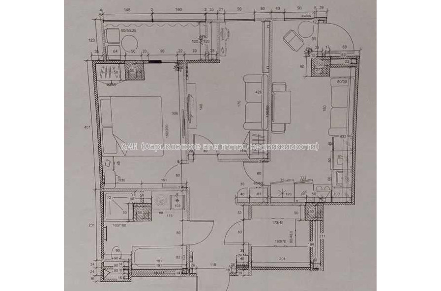 Продам квартиру, Клочковская ул. , 117 , 1  ком., 58 м², без внутренних работ 