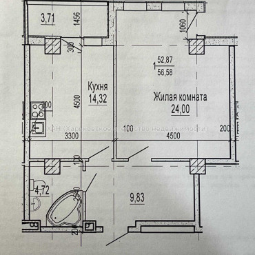 Продам квартиру, Клочковская ул. , 117 , 1 кім., 58 м², без внутренних работ 