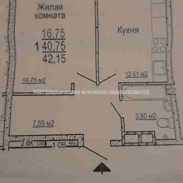 Продам квартиру, Гвардейцев Широнинцев ул. , 1 кім., 43 м², без внутренних работ 