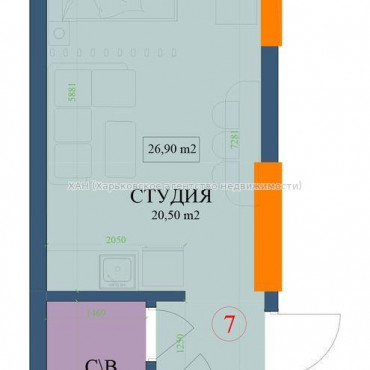 Продам квартиру, Куликовская ул. , 1  ком., 27 м², без внутренних работ 