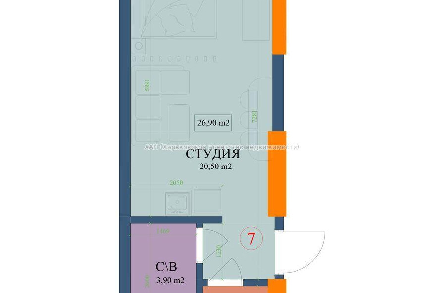 Продам квартиру, Куликовская ул. , 1 кім., 27 м², без внутренних работ 