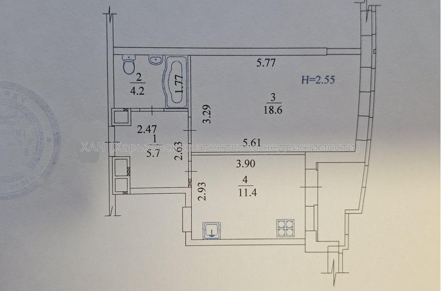 Продам квартиру, Гвардейцев Широнинцев ул. , 1 кім., 43.40 м², без внутренних работ 