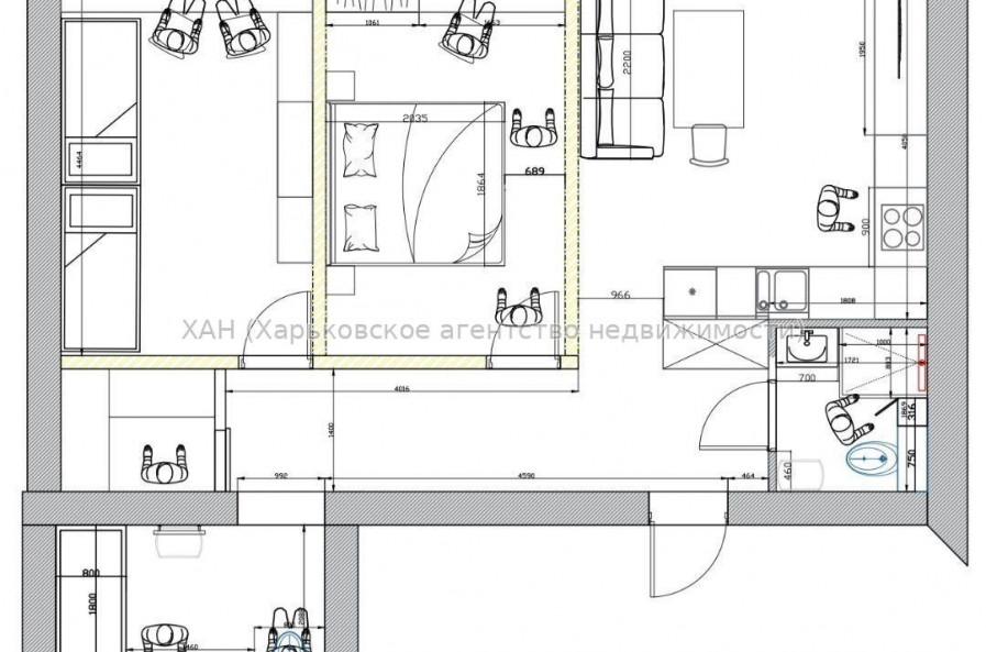 Продам квартиру, Полтавский Шлях ул. , 2  ком., 65 м², без отделочных работ 