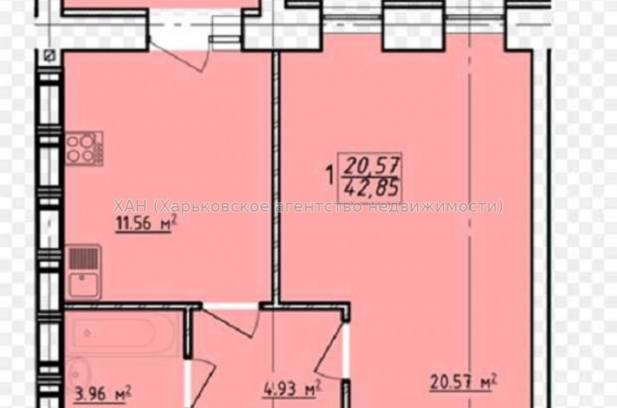 Продам квартиру, Заливная ул. , 1 кім., 43 м², без внутренних работ 