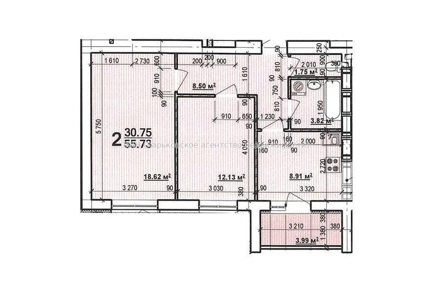 Продам квартиру, Мира ул. , 2  ком., 56 м², без внутренних работ 