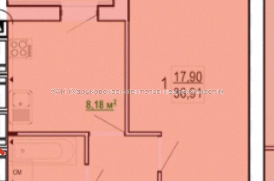 Продам квартиру, Шевченко ул. , 1 кім., 37 м², без внутренних работ 