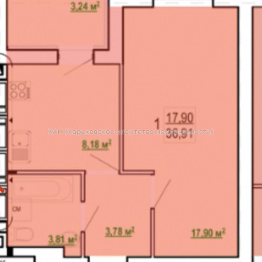 Продам квартиру, Шевченко ул. , 1  ком., 37 м², без внутренних работ 