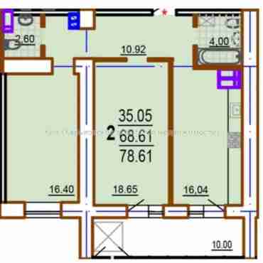 Продам квартиру, Шекспира пер. , 2  ком., 79.38 м², без внутренних работ 