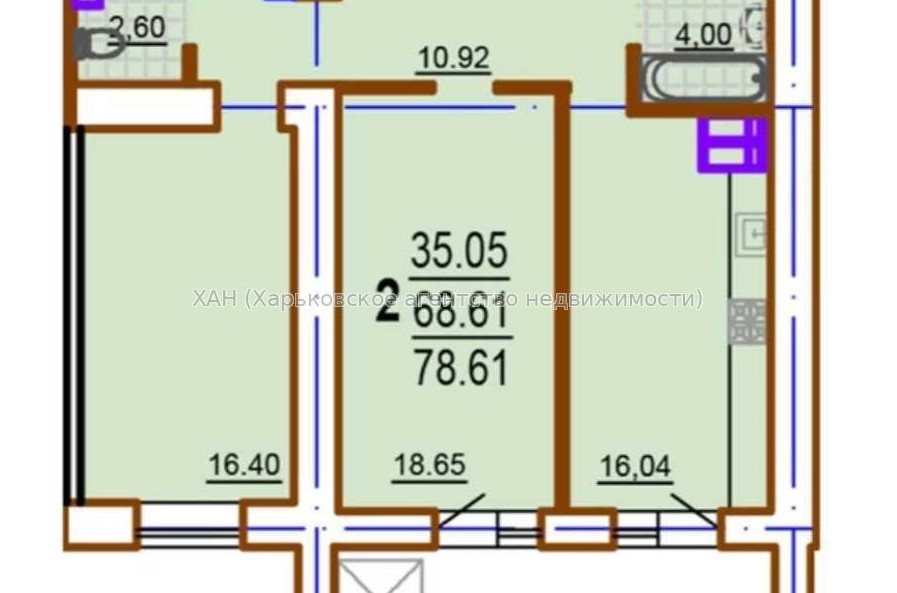 Продам квартиру, Шекспира пер. , 2  ком., 79.38 м², без внутренних работ 
