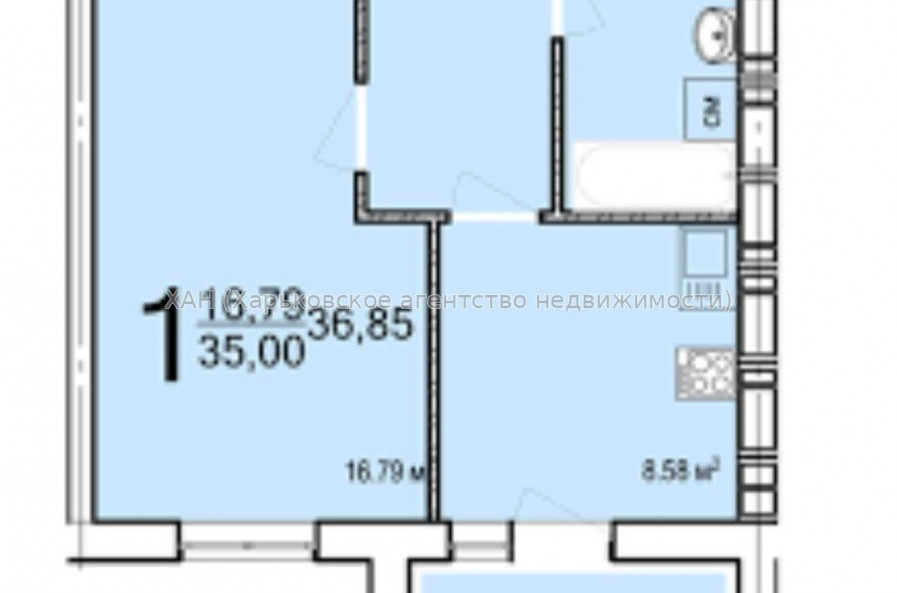 Продам квартиру, Шевченковский пер. , 1 кім., 37 м², без внутренних работ 