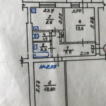 Продам квартиру, Руставели ул. , 2  ком., 55.60 м², без ремонта 