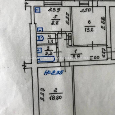 Продам квартиру, Руставели ул. , 2 кім., 55.60 м², без ремонта 