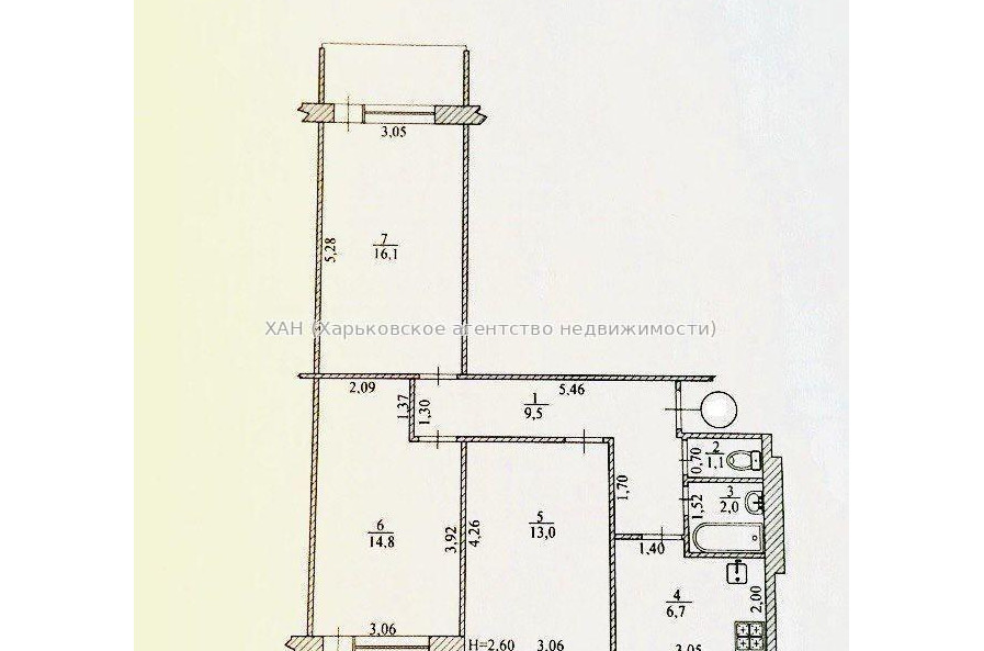 Продам квартиру, Победы просп. , 3  ком., 64.90 м², косметический ремонт 