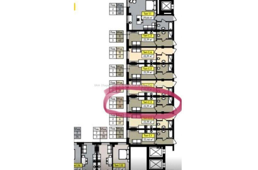 Продам квартиру, Сумская ул. , 130 , 1  ком., 23.19 м², без внутренних работ 