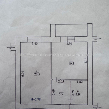 Продам квартиру, Лисаветинская ул. , 1 кім., 53 м², без внутренних работ 