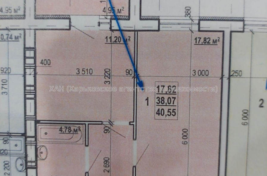 Продам квартиру, Шевченковский пер. , 1 кім., 41 м², без внутренних работ 