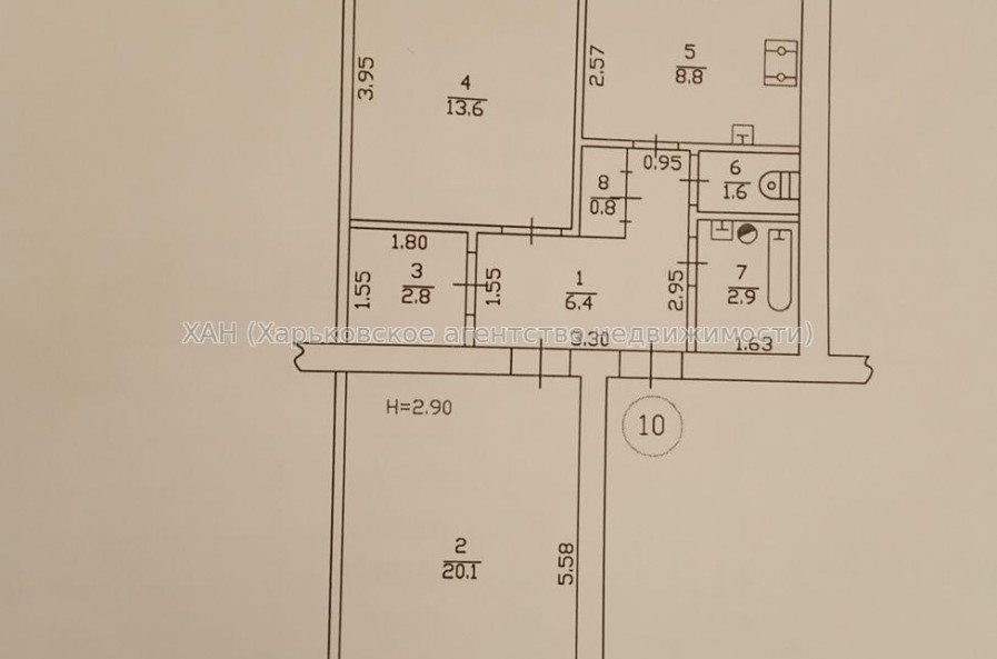 Продам квартиру, Академика Волкова ул. , 2  ком., 57.60 м², косметический ремонт 
