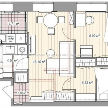Продам квартиру, Башкирская ул. , 2  ком., 44 м², без внутренних работ 