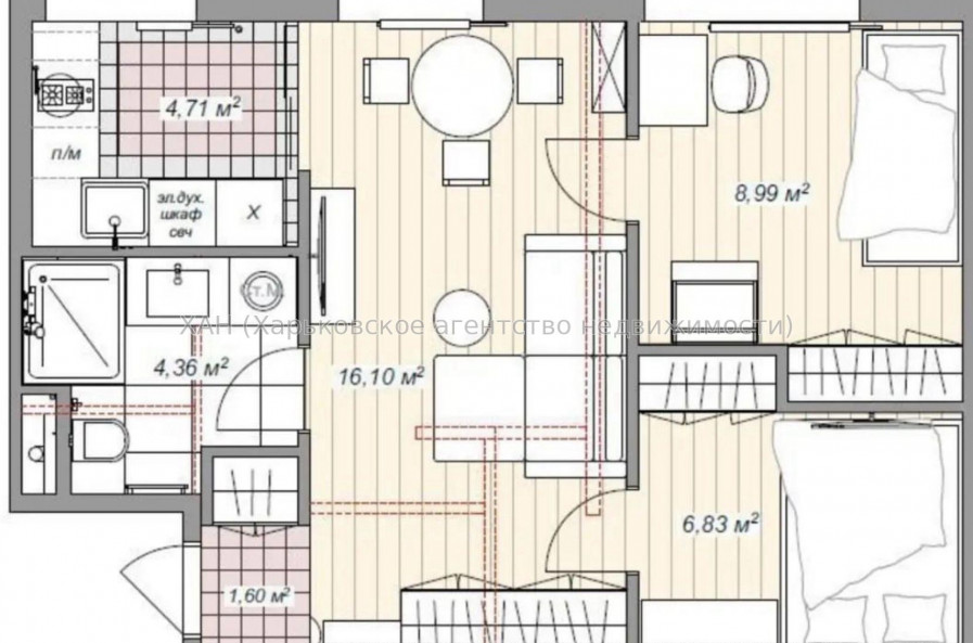 Продам квартиру, Башкирская ул. , 2  ком., 44 м², без внутренних работ 