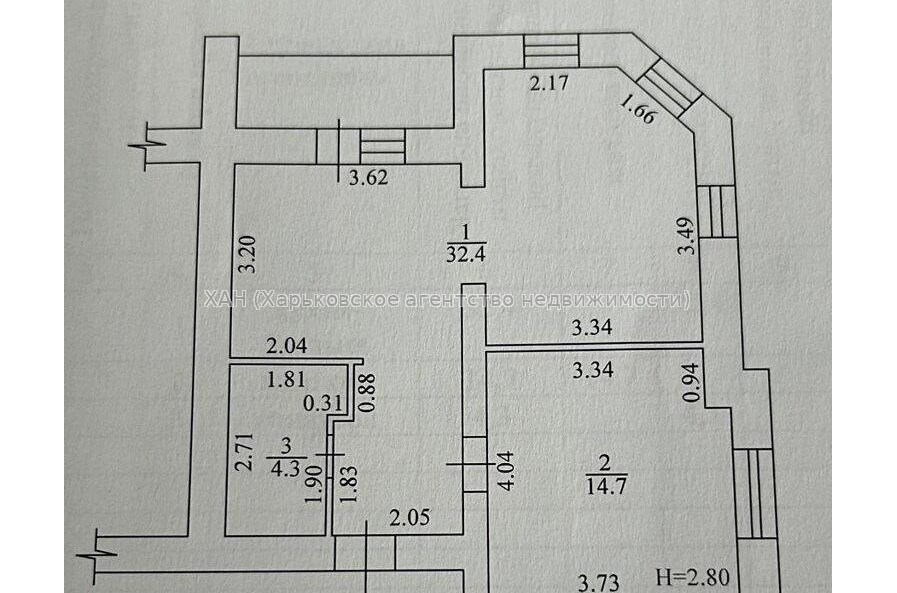 Продам квартиру, Лисаветинская ул. , 2 кім., 53.70 м², без внутренних работ 