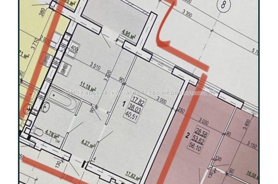 Продам квартиру, Шевченковский пер. , 1  ком., 41 м², без внутренних работ 
