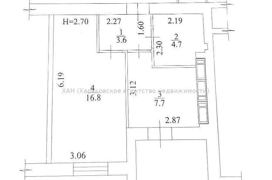 Продам квартиру, Шевченко ул. , 1 кім., 37.20 м², без отделочных работ 