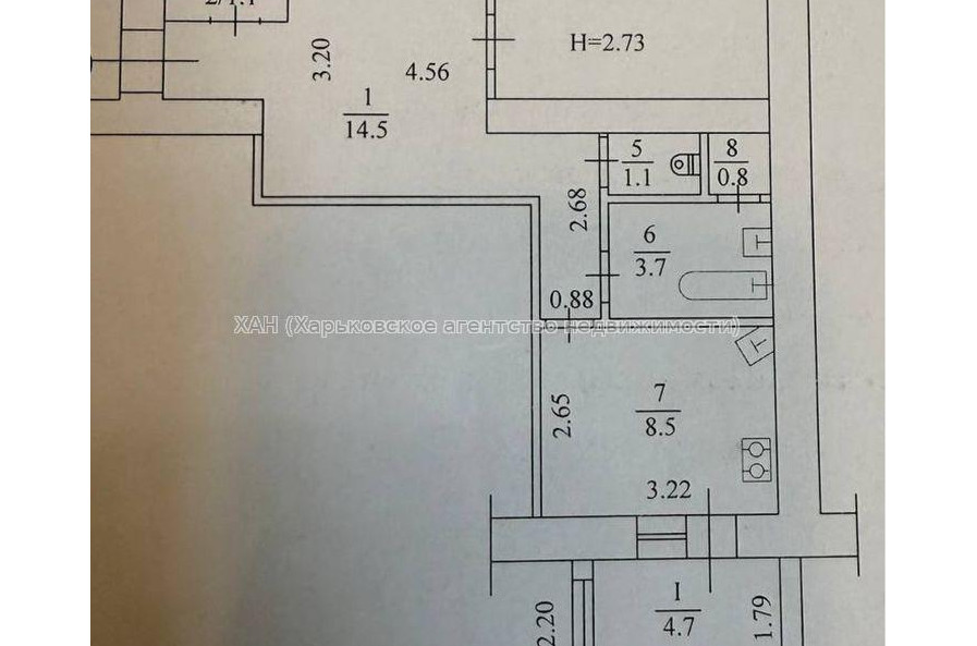 Продам квартиру, Науки просп. , 2  ком., 72.80 м², без отделочных работ 