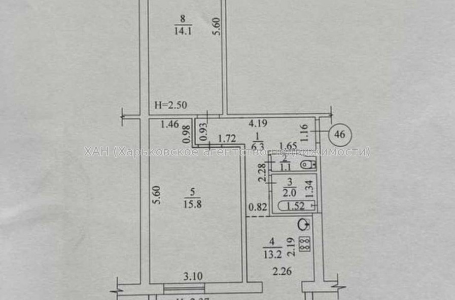 Продам квартиру, 2  ком., 52.50 м², советский ремонт 