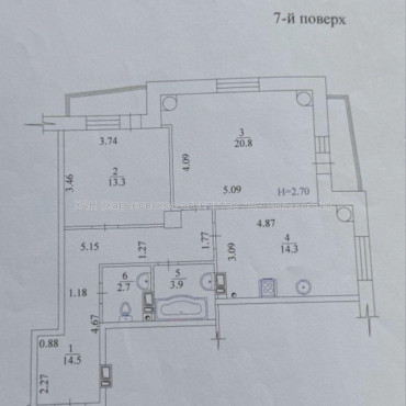 Продам квартиру, Мирослава Мисли ул. , 2  ком., 74 м², без отделочных работ 