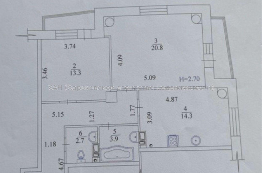 Продам квартиру, Мирослава Мисли ул. , 2  ком., 74 м², без отделочных работ 