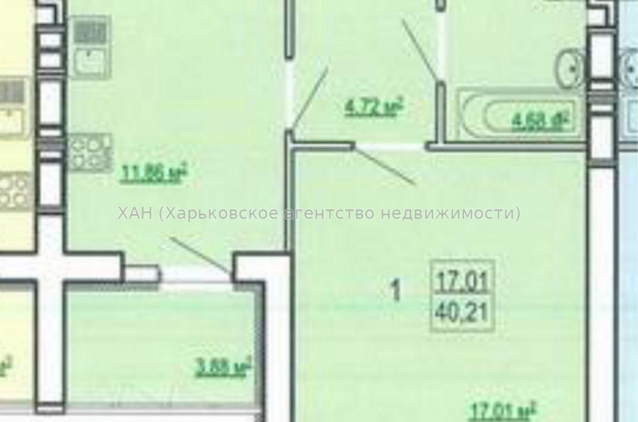 Продам квартиру, Полтавский Шлях ул. , 1 кім., 41 м², без внутренних работ 
