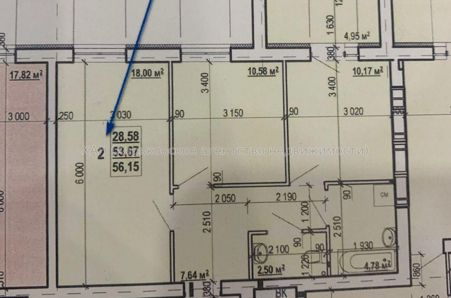 Продам квартиру, Шевченковский пер. , 2 кім., 56 м², без внутренних работ 