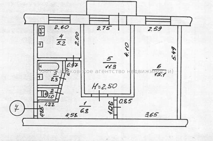 Продам квартиру, Шекспира пер. , 3 , 2 кім., 42.40 м², советский ремонт 