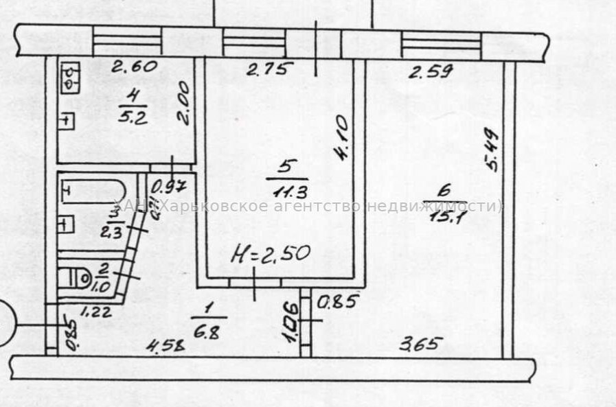 Продам квартиру, Шекспира пер. , 2 кім., 42.40 м², советский ремонт 