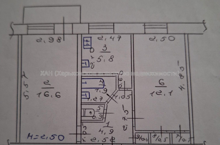 Продам квартиру, Мира ул. , 2 кім., 44 м², советский ремонт 