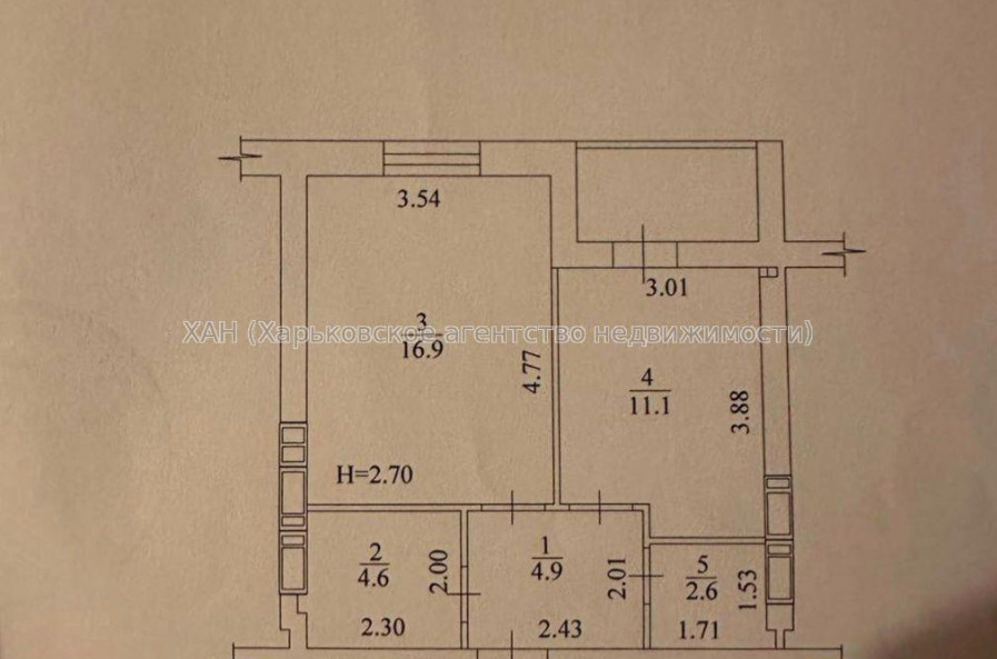 Продам квартиру, Шевченко ул. , 1 кім., 44 м², без внутренних работ 